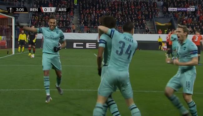 هدف ارسنال الاول في مرمي رين بالدوري الاوروبي