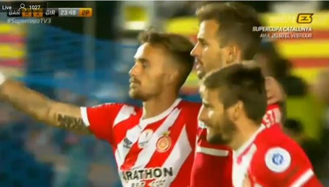 هدف جيرونا الاول في مرمي برشلونة بكأس السوبر الكتالوني