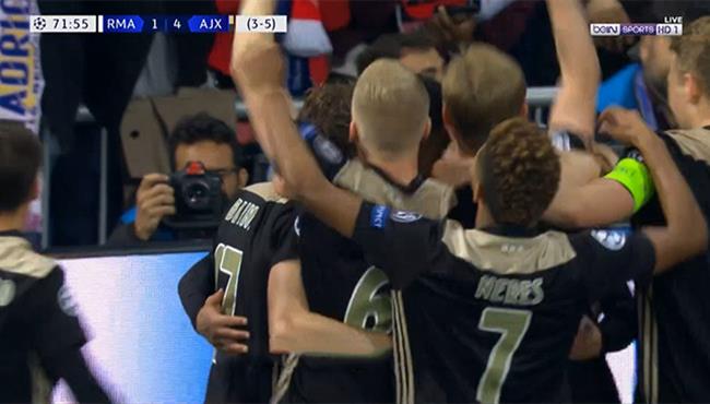 هدف اياكس الرابع العالمي في مرمي ريال مدريد بدوري ابطال اوروبا