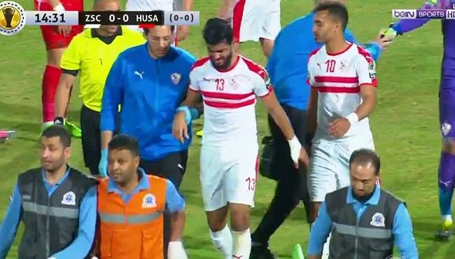 اصابة فرجاني ساسي وبكاءه في مباراة الزمالك وحسنية اغادير