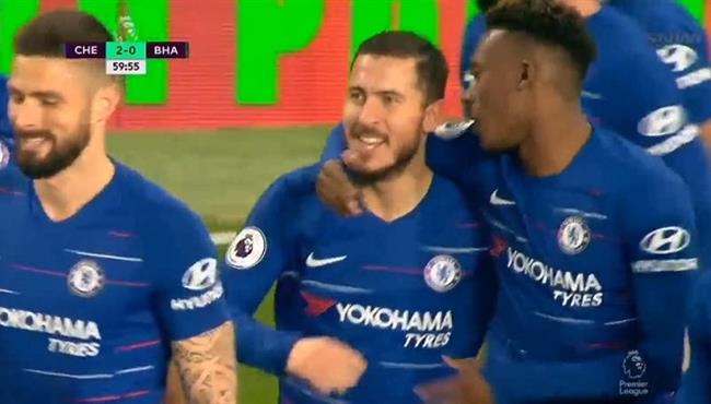 هازارد يتلاعب بمدافع برايتون ويسجل هدف رائع في الدوري الانجليزي