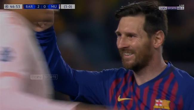 ميسي كاد ان يسجل هدف ثالث لبرشلونة امام مانشستر يونايتد
