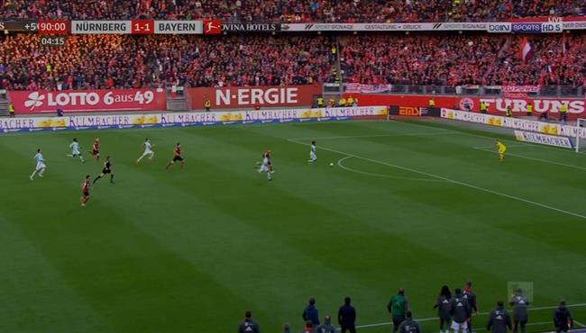 كومان يهدر انفراد لا يصدق من وسط الملعب امام نورنبيرج في الوقت القاتل