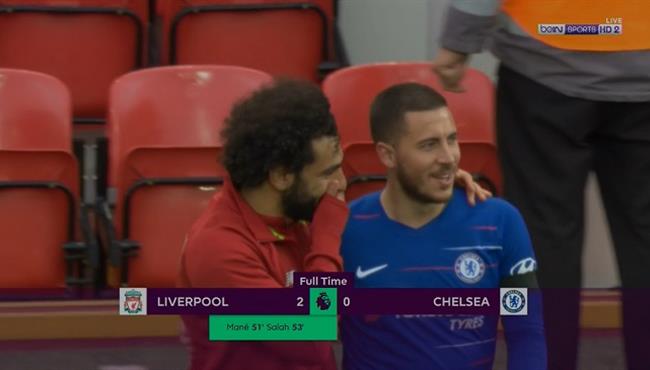 شاهد ماذا فعل محمد صلاح مع هازارد بعد مباراة ليفربول وتشيلسي
