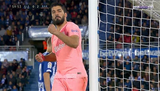 هدف برشلونة الثاني في مرمي ديبورتيفو الافيس سواريز
