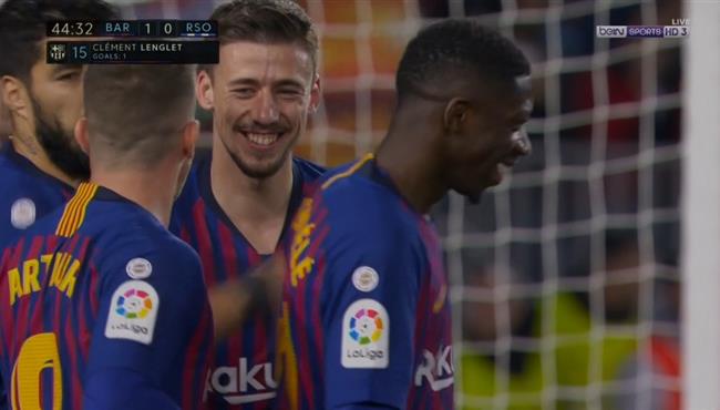 هدف برشلونة الاول في مرمي ريال سوسيداد لينجليت