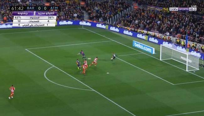سواريز يهدر هدف والمرمي خالي امام اتلتيكو مدريد بالدوري الاسباني