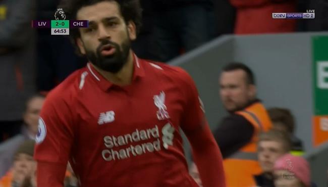 كيبا يتصدي لتسديدة محمد صلاح في مباراة ليفربول وتشيلسي