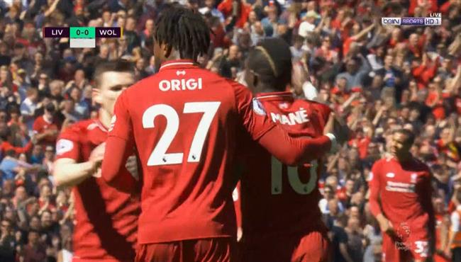 هدف ليفربول الاول في مرمي ولفرهامبتون ماني