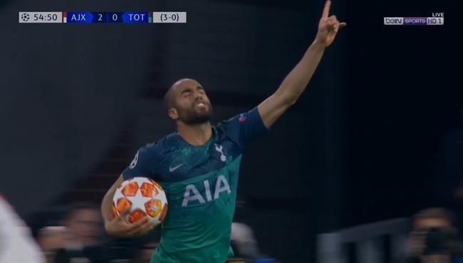 هدف توتنهام الاول في مرمي اياكس لوكاس مورا