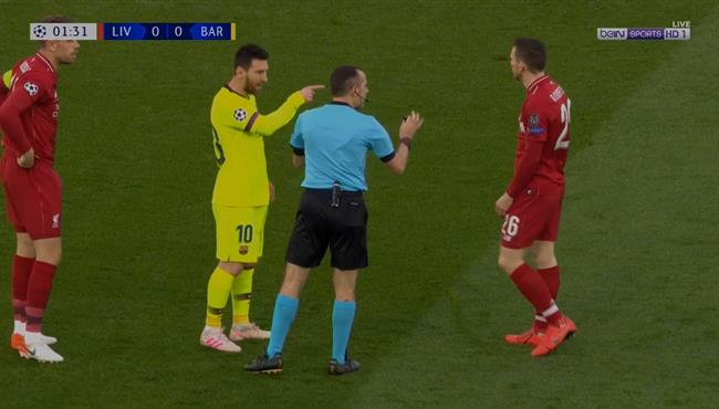 استفزاز روبرتسون لميسي في مباراة ليفربول وبرشلونة