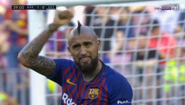 هدف برشلونة الاول في مرمي خيتافي فيدال