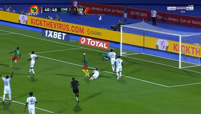 تصدي رائع من حارس مرمي غانا امام الكاميرون في كاس امم افريقيا