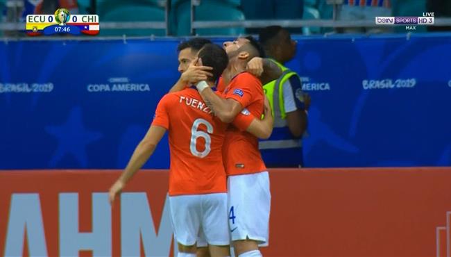 هدف تشيلي الاول في مرمي الإكوادور بكوبا امريكا