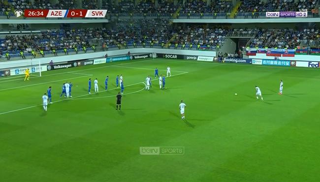 هدف عالمي من ركلة حرة في مباراة سلوفاكيا واذربيجان