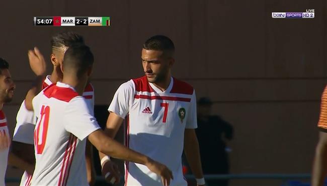 هدف تعادل المغرب مع زامبيا 2 2 حكيم زياش