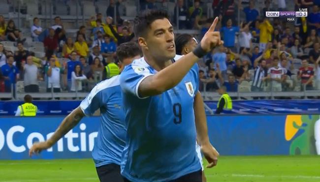 هدف اوروجواي الثالث في مرمي الاكوادور سواريز