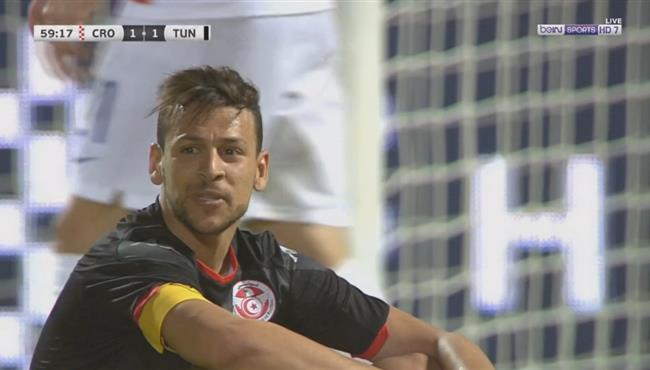 حارس كرواتيا يتصدي لانفراد يوسف المساكني