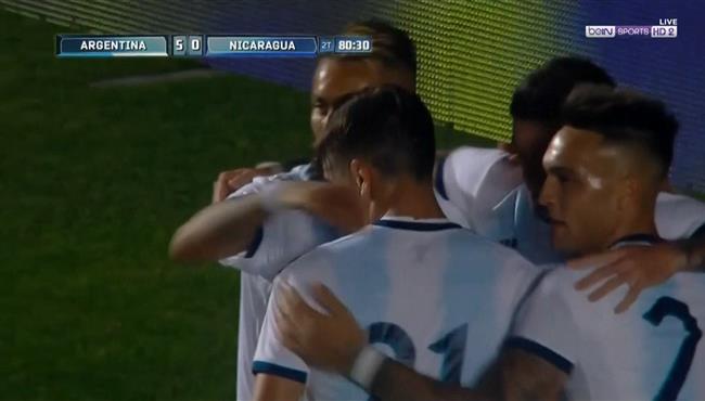 هدف الارجنتين الخامس في مرمي نيكاراجوا 5 0 مباراة ودية