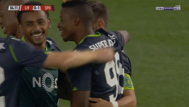 هدف سبورتينج لشبونة الاول في مرمي ليفربول خطأ فادح من الحارس