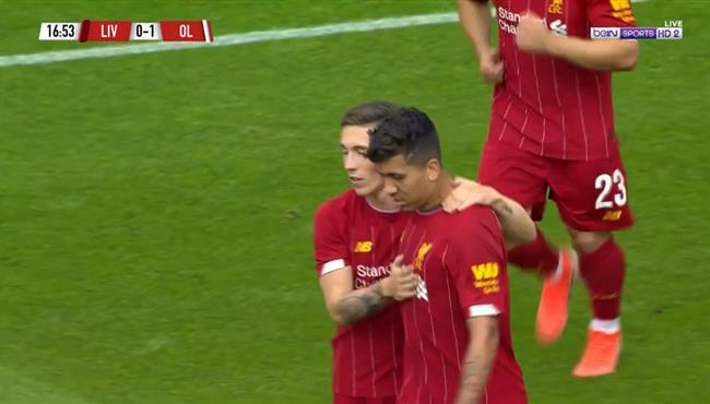 هدف تعادل ليفربول مع ليون 1 1 فيرمينو
