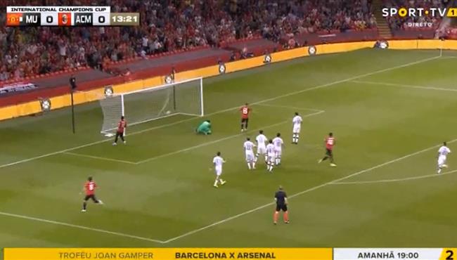 هدف مانشستر يونايتد الاول في مرمي ميلان راشفورد