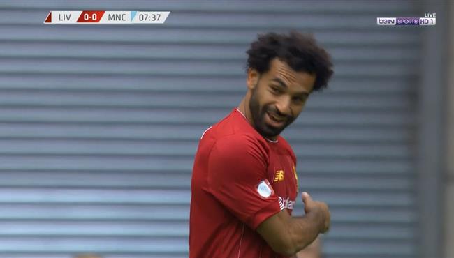 محمد صلاح يهدر فرصة هدف امام مانشستر سيتي بكاس الدرع الخيرية
