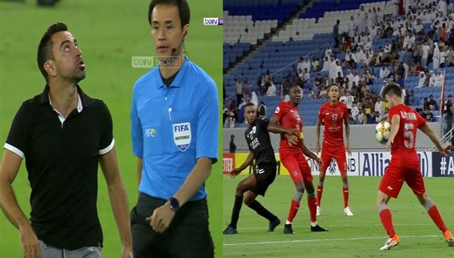 رد فعل غاضب من تشافي بعد عدم احتساب الحكم ركلة جزاء مثيرة للسد امام الدحيل