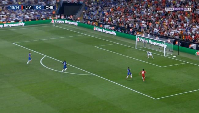 محمد صلاح يهدر فرصة هدف امام تشيلسي في السوبر الاوروبي