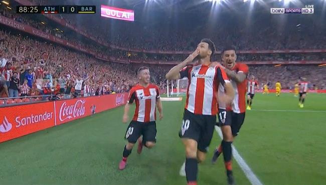 هدف فوز اتلتيك بلباو العالمي علي برشلونة في الوقت القاتل بالدوري الاسباني