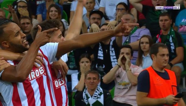 هدف يوسف العربي الثاني في مباراة اولمبياكوس وكراسنودار بدوري ابطال اوروبا