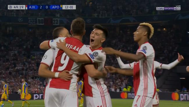 اهداف مباراة اياكس وابويل 2 0 دوري ابطال اوروبا