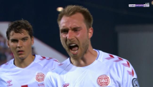 هدف اريكسن الثاني في مرمي جبل طارق تصفيات امم اوروبا