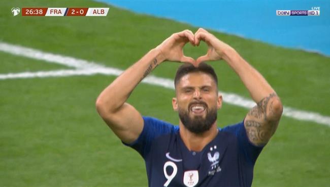 هدف فرنسا الثاني في مرمي البانيا جيرو