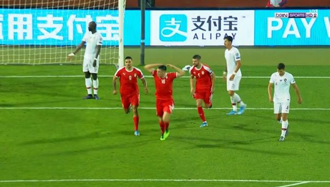 هدف صربيا الاول في مرمي البرتغال 1 2 تصفيات امم اوروبا