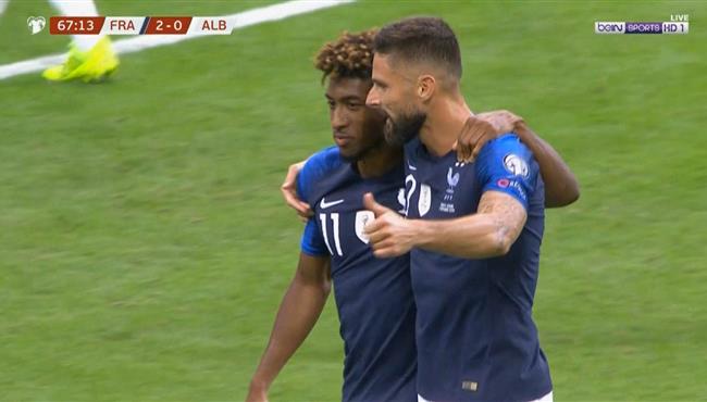 هدف فرنسا الثالث في مرمي البانيا كومان