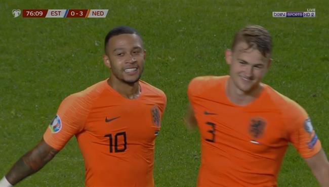 هدف ممفيس ديباي الرائع في مرمي استونيا بتصفيات امم اوروبا