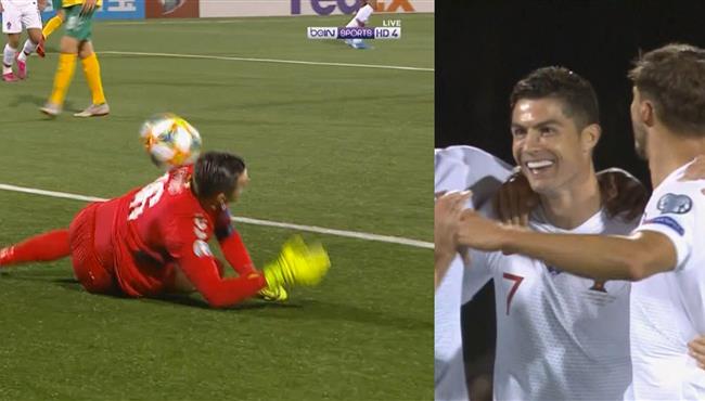 هدف كريستيانو رونالدو الكوميدي في مرمي لتوانيا بتصفيات امم اوروبا