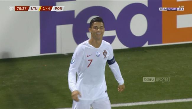 سوبر هاتريك كريستيانو رونالدو في مباراة البرتغال ولتوانيا بتصفيات امم اوروبا