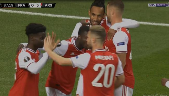 هدف ارسنال الثالث في مرمي فرانكفورت اوباميانج