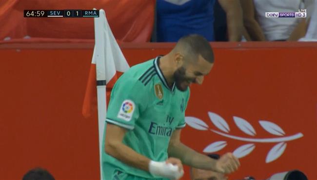 هدف ريال مدريد الاول في مرمي اشبيلية بنزيما