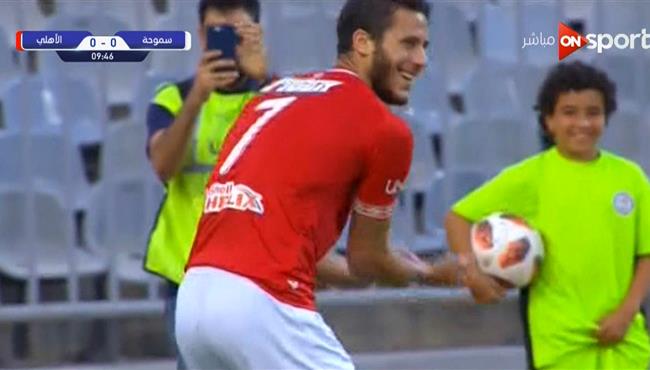هدف الاهلي الاول في مرمي سموحة رمضان صبحي