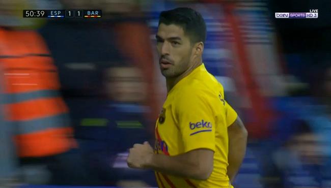 هدف تعادل برشلونة مع اسبانيول سواريز