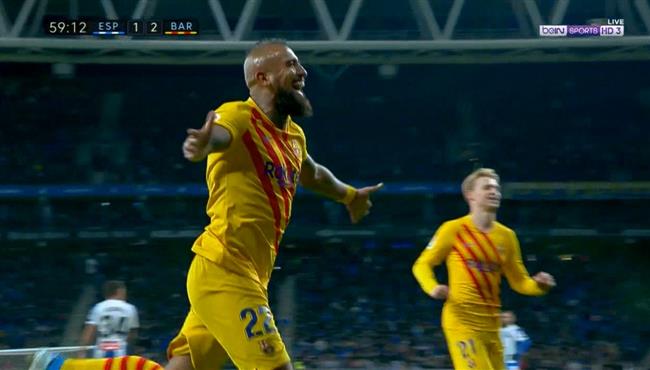 هدف برشلونة الثاني في مرمي اسبانيول فيدال