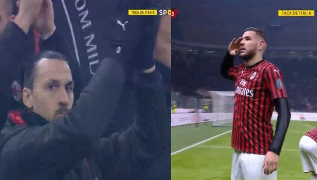 ابراهيموفيتش يصفق لـ ثيو هيرنانديز بعد تسجيلة هدف رائع امام سبال