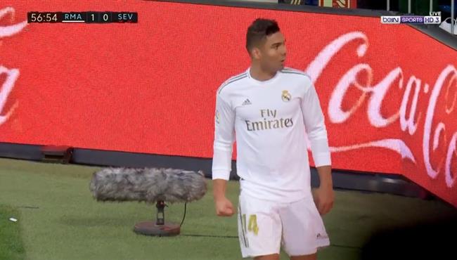 هدف ريال مدريد الاول في مرمي اشبيلية كاسيميرو