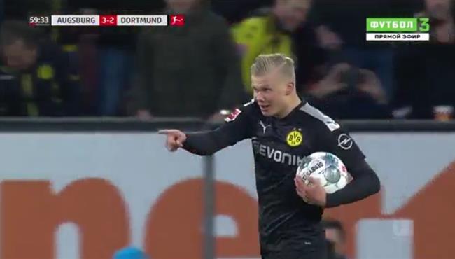 هاتريك هالاند في مباراة بوروسيا دورتموند واجسبورج بالدوري الالماني