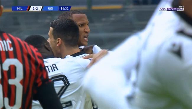 هدف تعادل اودينيزي مع ميلان 2 2 الدوري الايطالي
