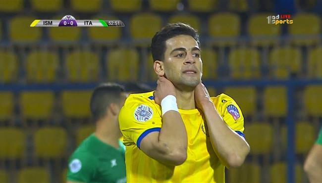 العارضة تحرم محمد الشامي من تسجيل هدف رائع في مرمي الاتحاد