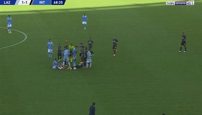 خناقة بين لاعبي انتر ميلان ولاتسيو وطرد وايموبلي في الدوري الايطالي